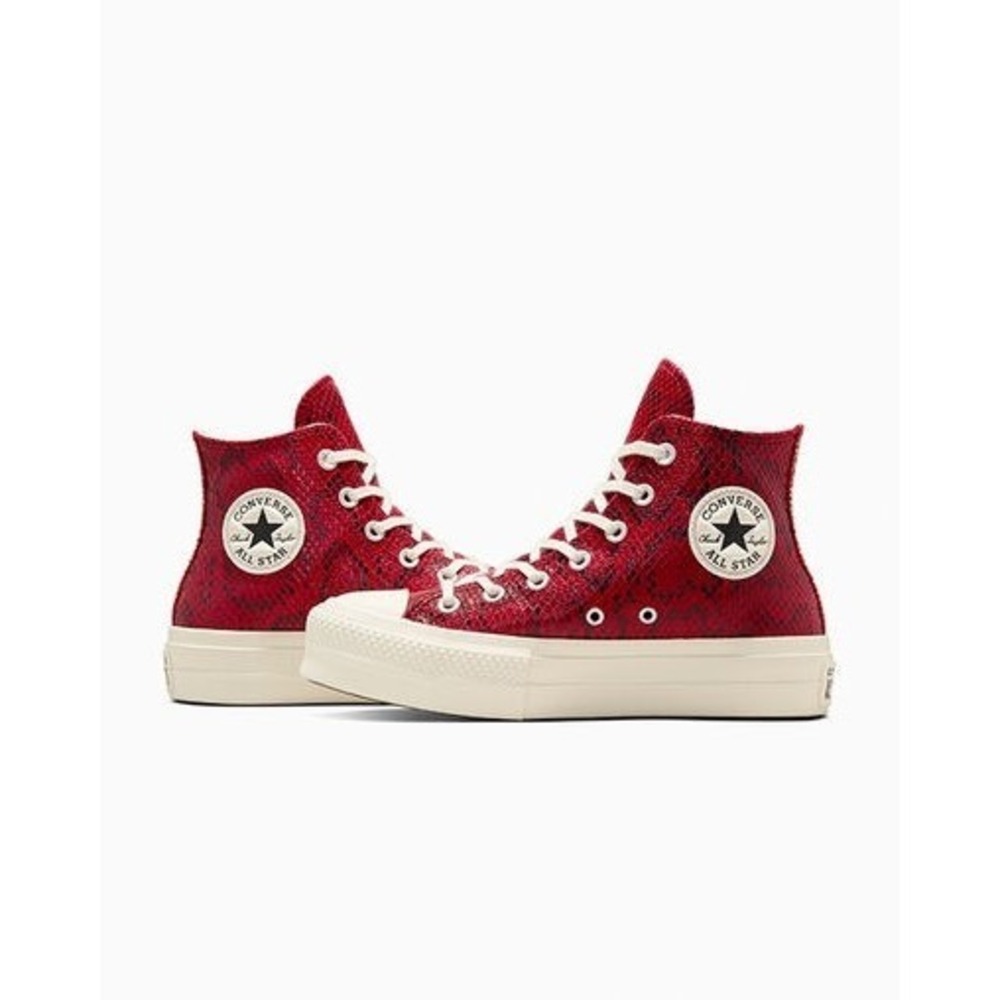 Converse Chuck Taylor All Star Lift Hi Womens Size 7 Red Snakeskin Platform NEW - Picture 11 of 11